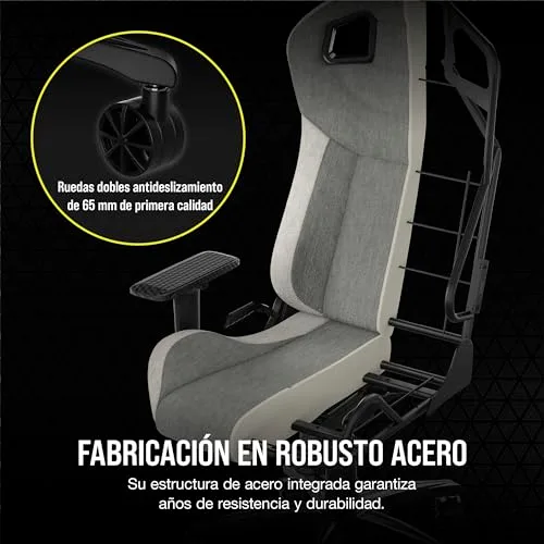 Corsair ▫️ Cadeira de jogos T3 Rush Fabric (2023) – Cinza e Branco 5