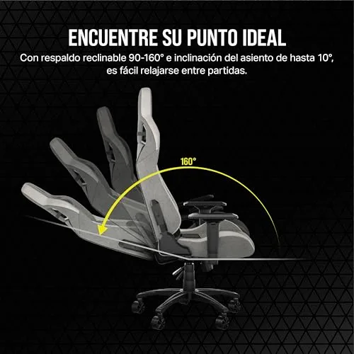 Corsair ▫️ Cadeira de jogos T3 Rush Fabric (2023) – Cinza e Branco 7
