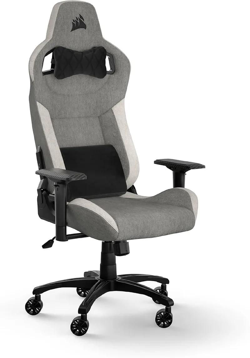Corsair ▫️ Cadeira de jogos T3 Rush Fabric (2023) – Cinza e Branco