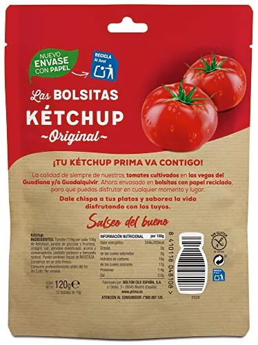 Prima ▫️ Ketchup em monodose, sabor original, elaborado com tomates espanhóis. 12 saquinhos 2