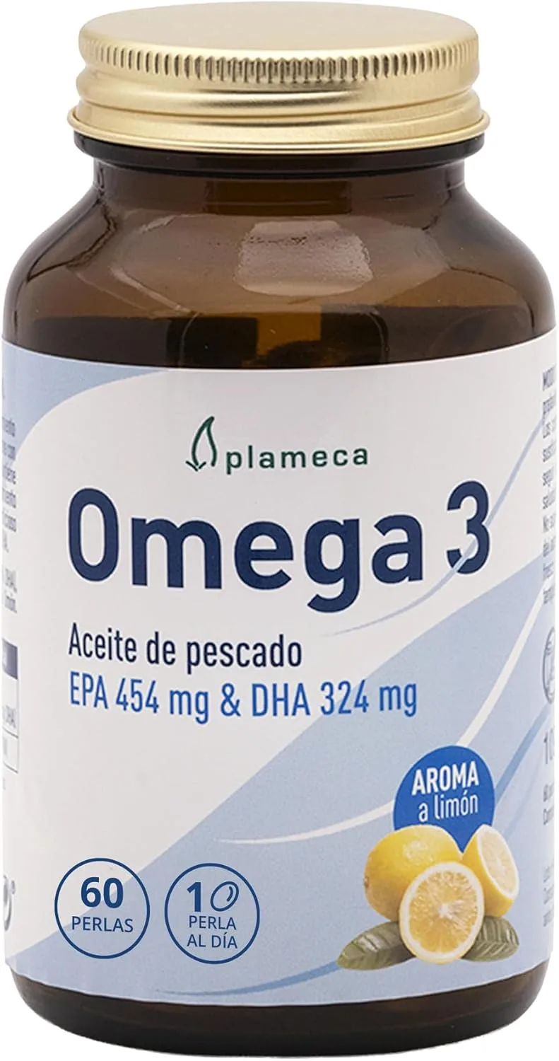 Plameca ▫️ Omega 3 1298mg Óleo de Peixe com sabor a limão EPA 454 mg e DHA 324 mg, Saúde Cardiovascular, Visão, Cérebro, Triglicéridos e Pressão Arterial, 60 cápsulas