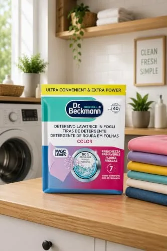 Dr. Beckmann ▫️ MAGIC LEAVES Detergente para máquina de lavar roupa em folhas coloridas | 20 folhas 3