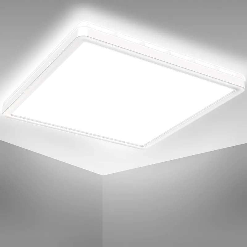 B.K.Licht ▫️ Candeeiro de teto ultraplano LED para casa de banho - Luz indireta, Branco neutro, 18 Watt, 29x29 cm