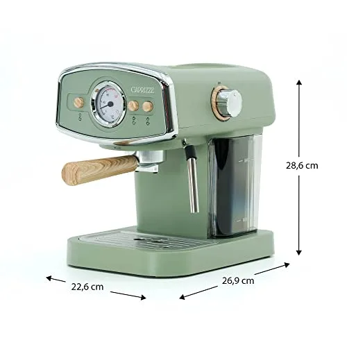 Caprizze ▫️ Máquina de café expresso semiautomática Kai, 1050 W, 15 bar, capacidade para 5 chávenas de café com bico de vapor, cor verde mate 4