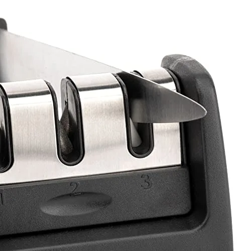 Jata ▫️ HOGAR HACC4541 - Afiador de facas manual profissional, afiador de 3 etapas, afia, repara e dá brilho, tungsténio, diamante e cerâmica, adequado para facas de cozinha e de chef 6