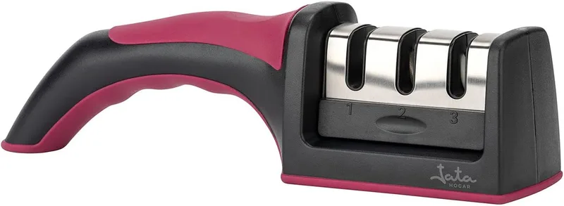 Jata ▫️ HACC4541 - Afiador de facas profissional com cabo ergonómico. Utilização manual para afiar e polir facas. Adequado para todos os tamanhos. Afiação eficaz. Base antiderrapante