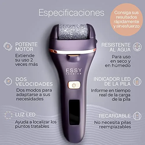 Essy ▫️ Lima Aparelho Elétrico para os Pés com 5 Rolos de Recambio (Roxo) 4