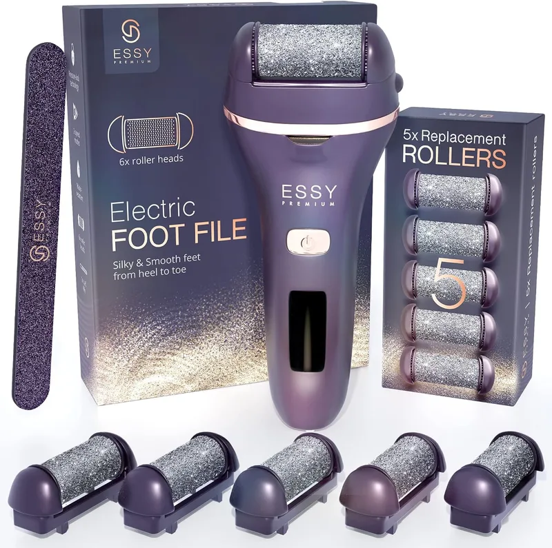 Essy ▫️ Lima Aparelho Elétrico para os Pés com 5 Rolos de Recambio (Roxo)