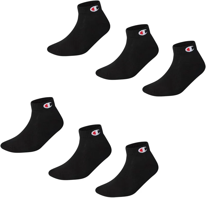 Champion ▫️ Meias Core Socks Junior 6pp Quarter com forro, unissexo – Crianças e Adolescentes (Conjunto de 6)