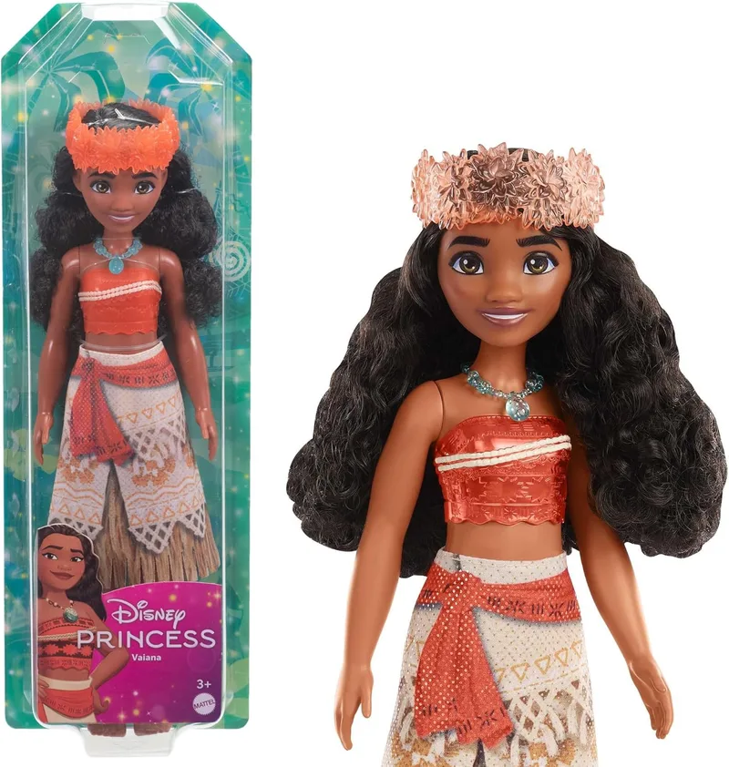 Mattel ▫️ Disney Princess Vaiana Boneca articulada com roupas brilhantes e acessórios inspirados nos filmes da Disney, brinquedos e presentes para meninos e meninas, HPG68