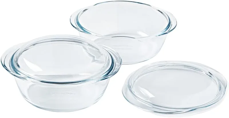PYREX ▫️ ® 4 in 1 Collection | Utensílios de cozinha em vidro borossilicato | Conjunto de 2 | Cozedura rápida e fácil a vapor, compatível com o micro-ondas e a máquina de lavar louça (conjunto de 2 panelas de 1,6 L)