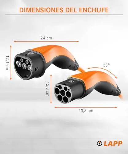 Lapp ▫️ Mobility Cabo de Carregamento para VE Tipo 2 - Cabo em espiral 11 kW, 20 A, trifásico, resistente ao pó e à água (IP55), flexível, compatível com todos os veículos elétricos e híbridos europeus, 5 m, preto 5