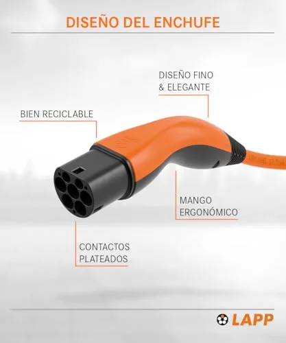 Lapp ▫️ Mobility Cabo de Carregamento para VE Tipo 2 - Cabo em espiral 11 kW, 20 A, trifásico, resistente ao pó e à água (IP55), flexível, compatível com todos os veículos elétricos e híbridos europeus, 5 m, preto 6