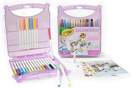 CRAYOLA ▫️ Pastel - Conjunto de marcadores laváveis SuperTips, 65 unidades, cores pastel variadas, atividade criativa e presente para crianças a partir dos 4 anos 3