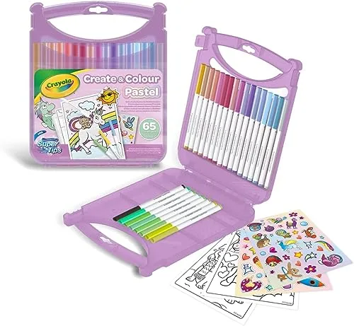 CRAYOLA ▫️ Pastel - Conjunto de marcadores laváveis SuperTips, 65 unidades, cores pastel variadas, atividade criativa e presente para crianças a partir dos 4 anos 4