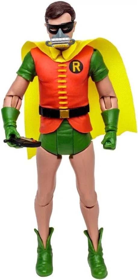 BANDAI ▫️ McFarlane Figura de Ação DC Retro Batman 66, Robin com máscara de oxigénio, Multicolorida, TM15063