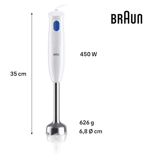 Braun ▫️ MultiQuick 1 - Varinha mágica de 450 W com braço metálico, branca 3