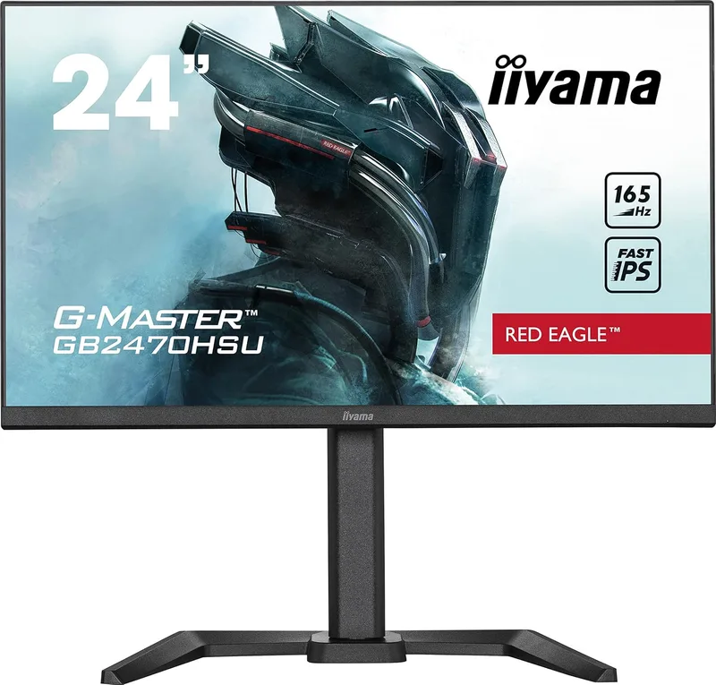 iiyama ▫️ GB2470HSU-B5 24" Fast IPS Gaming, G-Master Red Eagle, FreeSync Premium, 1920x1080, 165Hz, 250cd/m², 1100:1, HDMI, DisplayPort, 0,8ms (MPRT), altifalantes, USB-HUB (2x2.0), sintonizador preto