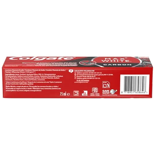 Colgate ▫️ Pasta de dentes Max White Carvão 4x75 ml 3