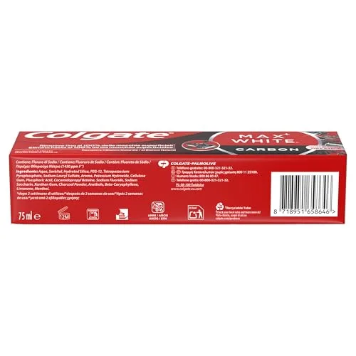 Colgate ▫️ Pasta de dentes Max White Carvão 4x75 ml 6