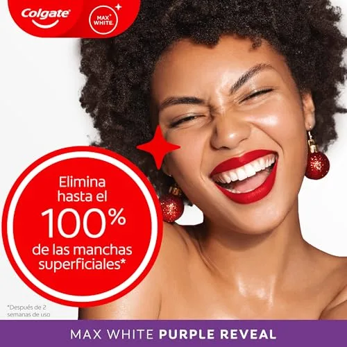 Colgate ▫️ Pasta de dentes branqueadora Max White Purple Reveal, 4 unidades x 75 ml, pasta de dentes branqueadora com tecnologia de correção ótica da cor, corrige instantaneamente* os tons amarelados 5