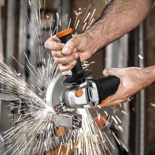 WORX ▫️ Esmeril angular WX718 de 900 W. Esmeril compacto com pega ajustável e pega adicional sem vibrações para lixar e cortar. Diâmetro do disco de 125 mm. Velocidade em marcha lenta de 12 000/m 4