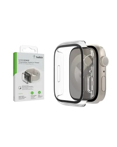 Belkin ▫️ Protetor de ecrã TemperedCurve para o Apple Watch Series 8 com cobertura de ponta a ponta e borda elevada - Protetor de vidro temperado, acessórios para o Apple Watch - Transparente 2