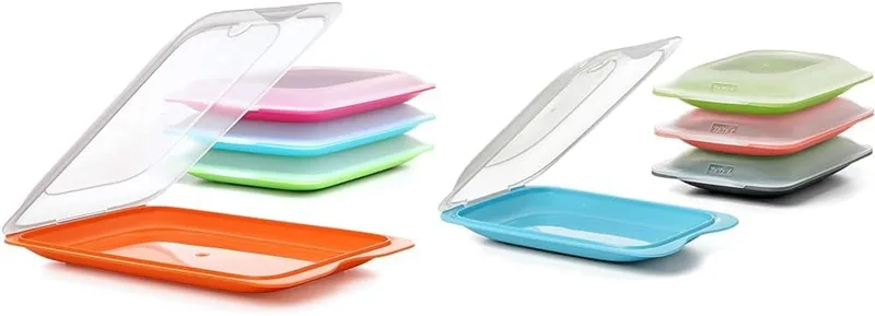 Tatay ▫️ Conjunto de 4 unidades para embutidos e alimentos Fresh, sem BPA, reutilizáveis, empilháveis e Conjunto de 4 unidades para embutidos e alimentos Fresh MINI, sem BPA, reutilizáveis, empilháveis