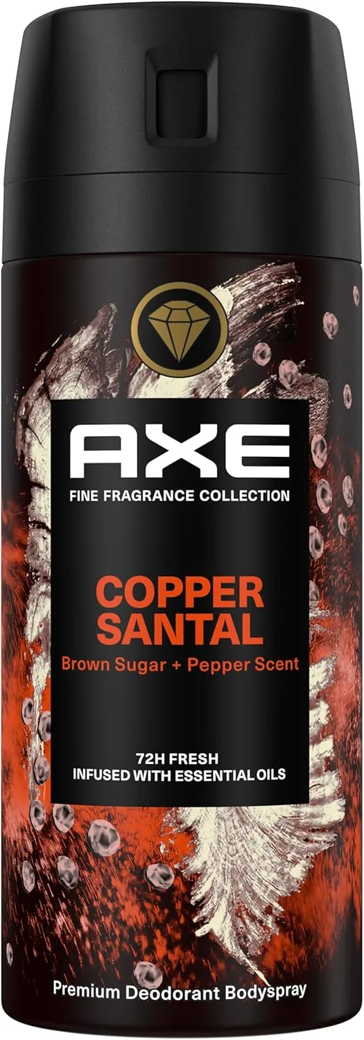 AXE ▫️ 72h Copper Santal Aerosol Desodorizante em Spray para Homem Fragrância de Açúcar Mascavado e Pimenta 150ml