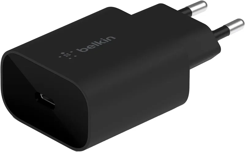 Belkin ▫️ Carregador de parede BoostCharge de 25 W com PPS, USB-C Power Delivery, carregamento rápido para iPhone 17, iPhone Air, iPhone 16, Samsung, Galaxy Tab e iPad, entre outros - Preto