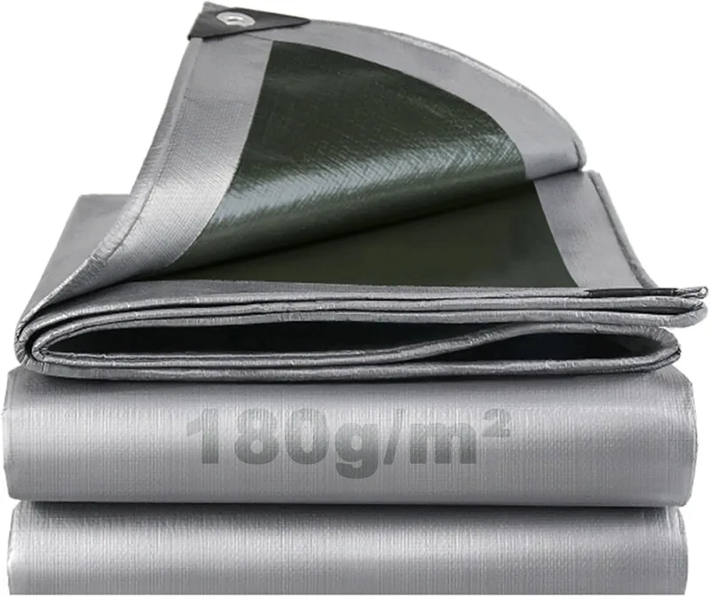 SHANNA ▫️ Lona impermeável para exterior 3x4 m, 180 g/m²; lona de proteção reforçada com PE e ilhós, duradoura, resistente aos raios UV e a rasgos, multiusos para terraços, mobiliário de jardim, piscina e carro; verde-prateado