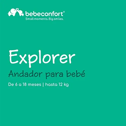 Bebeconfort ▫️ Explorer, Andador para bebés, Primeiros passos, 3 alturas ajustáveis, Centro de atividades com 12 melodias, Assento almofadado, Base antiderrapante, Para crianças dos 6 meses aos 12 kg, Grey Mist 2