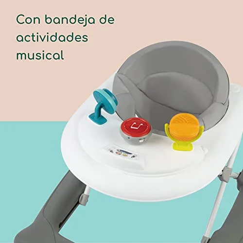 Bebeconfort ▫️ Explorer, Andador para bebés, Primeiros passos, 3 alturas ajustáveis, Centro de atividades com 12 melodias, Assento almofadado, Base antiderrapante, Para crianças dos 6 meses aos 12 kg, Grey Mist 5