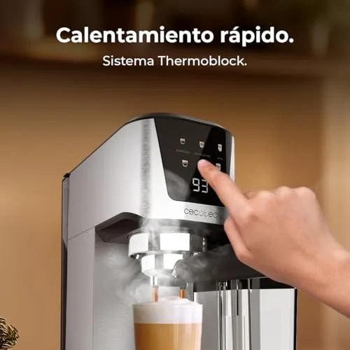 Cecotec ▫️ Máquina de café semiautomática Power Espresso 20 Cream, 20 bar, aquecimento por Thermoblock, adequada para café moído, expresso, cappuccino e latte, ecrã tátil, reservatório de leite de 700 ml e de água de 1 L 5