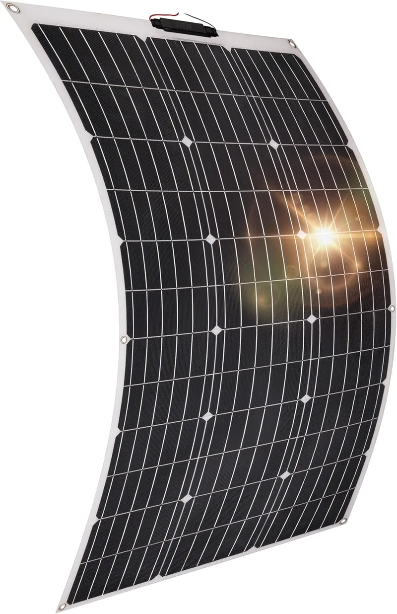 Technaxx ▫️ Painel solar flexível 100W - Fácil instalação e ideal para campismo, caravanas, barcos, gazebos, varandas, etc. - Painel solar monocristalino TX-208