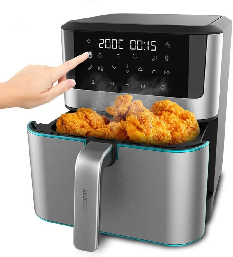 Cecotec ▫️ Cecofry Supreme 8000 Air Fryer Fritadeira de ar sem óleo de 8 L. 1800 W, painel tátil, 30º-200 ºC, 10 modos pré-definidos, pré-aquecimento, alerta, acabamentos em aço inoxidável