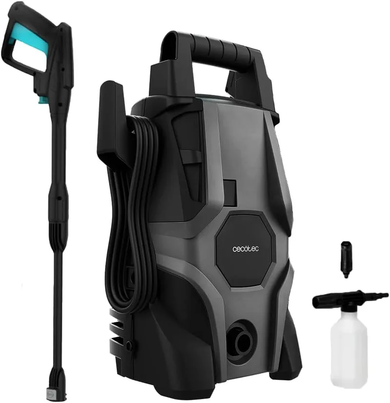 Cecotec ▫️ Máquina de Limpeza de Alta Pressão HydroBoost 1400 Essential. 1400 W, para casa, jardim ou carro, caudal de 426 l/h, pressão de 105 bar, bomba em alumínio, raio de ação de 9 metros