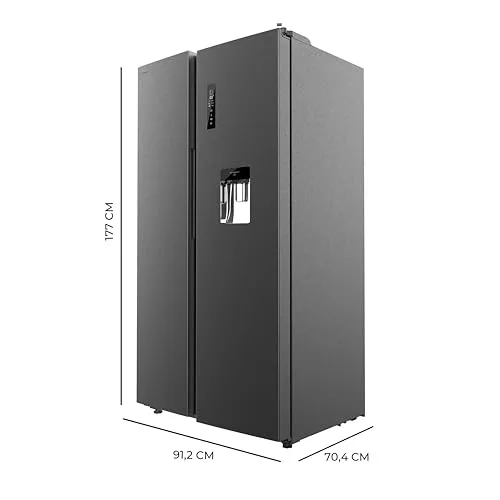 Cecotec ▫️ Frigorífico americano Bolero CoolMarket SBS 562 Dark D, com 559 litros de capacidade, 177 cm de altura e 90 cm de largura, Classe D, sistema Multi Air Flow, Total No Frost, motor Inverter Plus 2