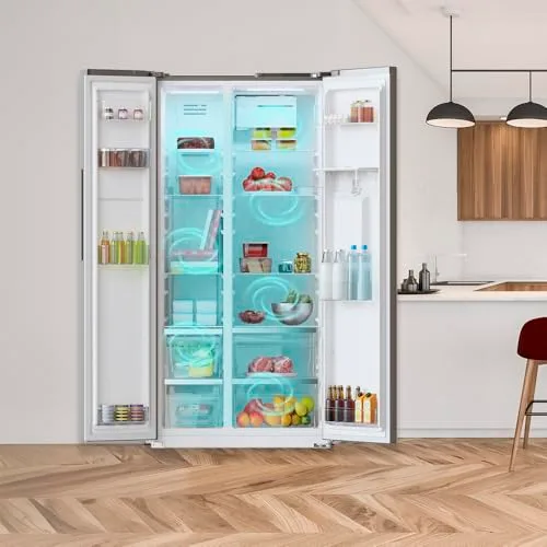 Cecotec ▫️ Frigorífico americano Bolero CoolMarket SBS 562 Dark D, com 559 litros de capacidade, 177 cm de altura e 90 cm de largura, Classe D, sistema Multi Air Flow, Total No Frost, motor Inverter Plus 5
