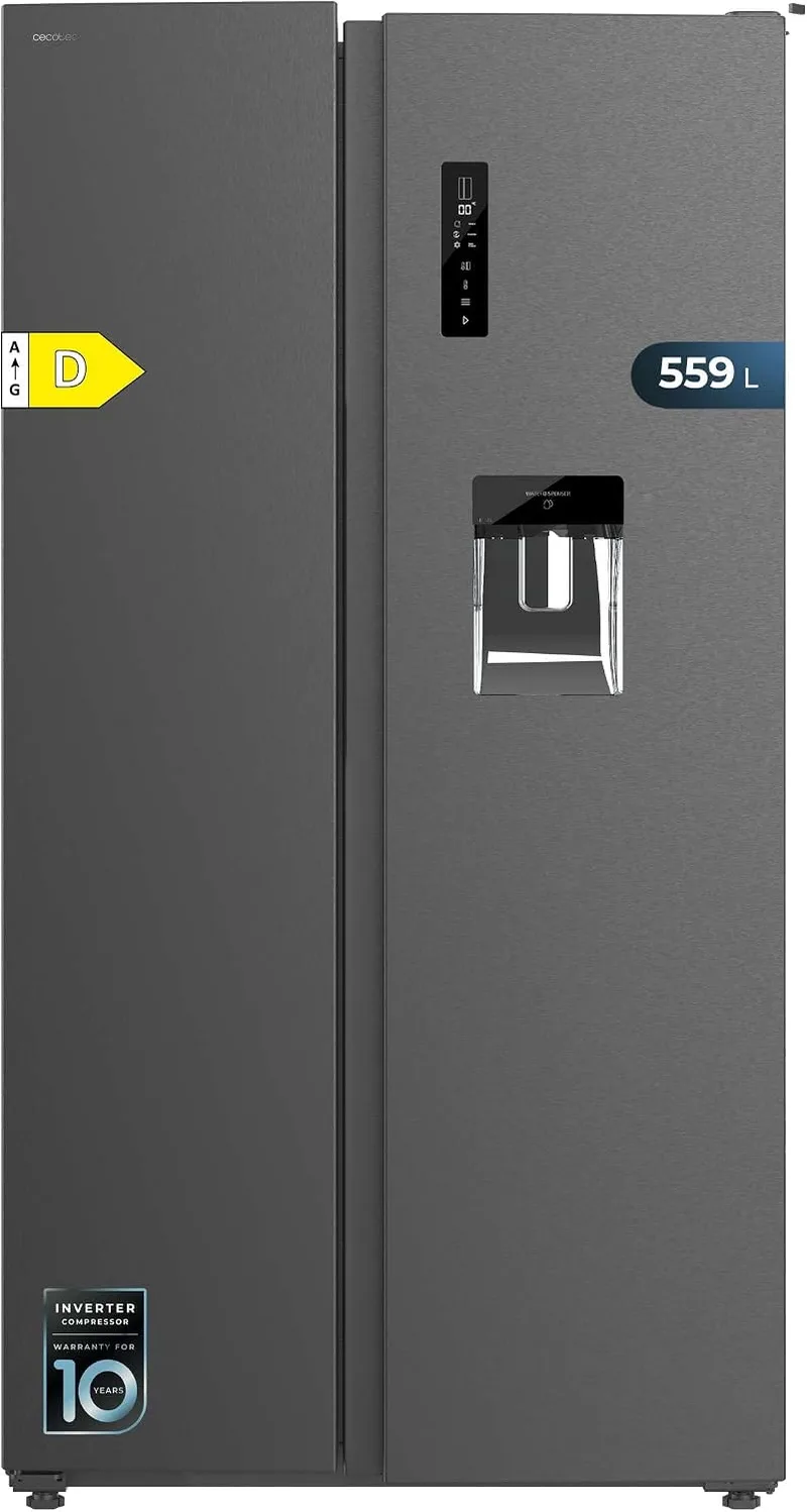 Cecotec ▫️ Frigorífico americano Bolero CoolMarket SBS 562 Dark D, com 559 litros de capacidade, 177 cm de altura e 90 cm de largura, Classe D, sistema Multi Air Flow, Total No Frost, motor Inverter Plus