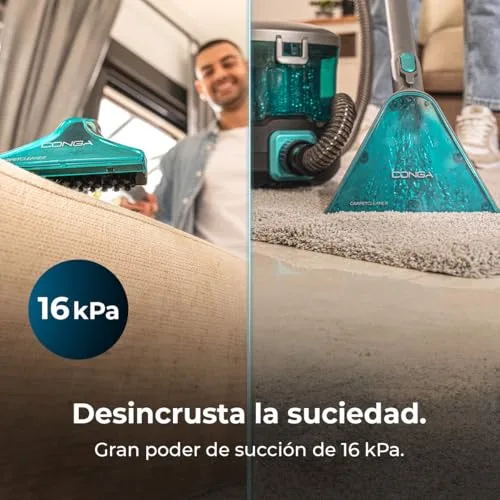 Cecotec ▫️ Aspirador e Limpador de Estofos e Tapetes, Aspirador de Trenó Conga CarpetClean 10000 EasyHome. 800 W, depósito de água limpa de 3 L e de água suja de 1,5 L, para várias superfícies, kit de acessórios 6