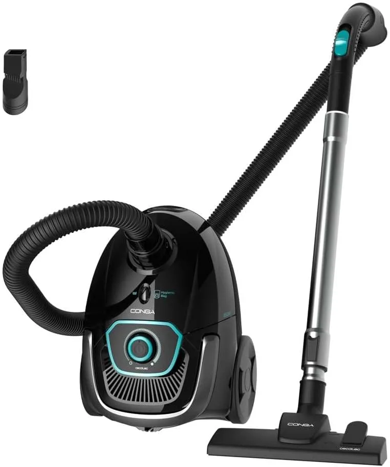 Cecotec ▫️ Aspirador de pó com saco de 2,5 L modelo Conga Powerbag 2500 Plus. 850 W, filtragem de alta eficiência, tubo telescópico metálico, inclui acessórios adequados para móveis e cantos