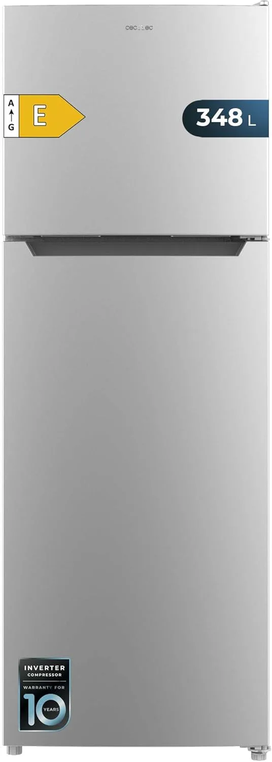 Cecotec ▫️ Frigorífico 2 Portas 348L Bolero CoolMarket 2D 348 NF Inox E. Motor Inverter NoFrost, 170X59.5Cm, 348L, No Frost, Classe Energética E, Visor Interior, Porta Reversível