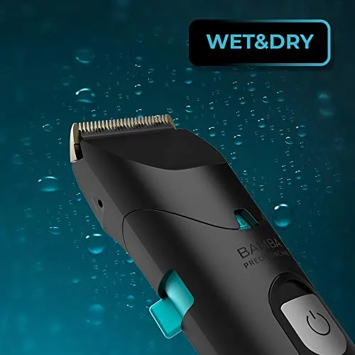 Cecotec ▫️ Cortador de cabelo Bamba PrecisionCare Wet&Dry. Bateria de lítio, autonomia de 120 minutos, lâminas de aço inoxidável com revestimento de titânio, IPX6, modo com fio, inclui 8 pentes 6