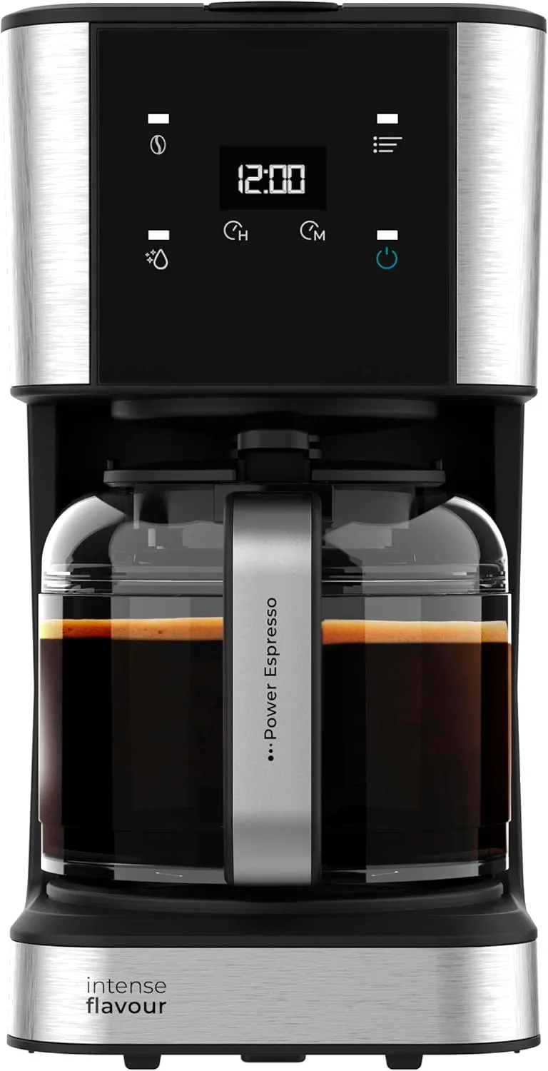 Cecotec ▫️ Coffee 66 Máquina de café gota a gota Drop & Touch, potência 950 W, 1,5 L, 12 chávenas, painel tátil, jarro de vidro, temporizador de 24 horas, 6 interruptores, filtro de rede reutilizável, filtro de rede reutilizável