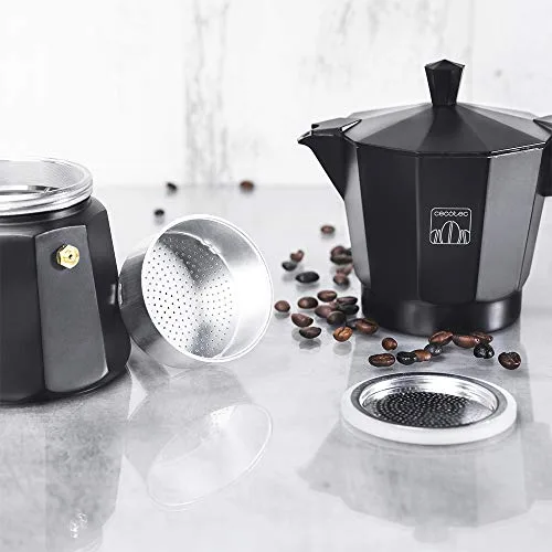 Cecotec ▫️ Cafeteira italiana Cumbia Mokclassic 600 Black, 300 ml, em alumínio, com capacidade para 6 chávenas de café, na cor preta, adequada para todo o tipo de cozinhas e fácil de limpar 5