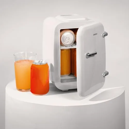 Cecotec ▫️ Mini-frigorífico Bolero MiniCooling 4L Habana White, Funcionamento a 12 V-220 V, Compatível com automóveis e caravanas, Função de refrigeração e aquecimento, Intervalo de temperatura 5-65 º, Fácil de transportar 4