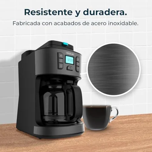Cecotec ▫️ Máquinas de Café por Gotejamento Coffee 66 Grind & Drop. 1086 W, Moedor de lâminas, até 12 chávenas, tecnologia Extremearoma, máquina de café por gotejamento digital, em aço inoxidável, desligamento automático 6
