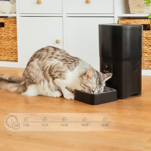 Cecotec ▫️ Comedouro Automático para Animais de Estimação com Controlo Wi-Fi, Câmara e Gravador de Voz Pumba 6000 Purrfect Meal Smart Vision. 6 L, ração até 10 mm, alarme, tigela em aço inoxidável 3