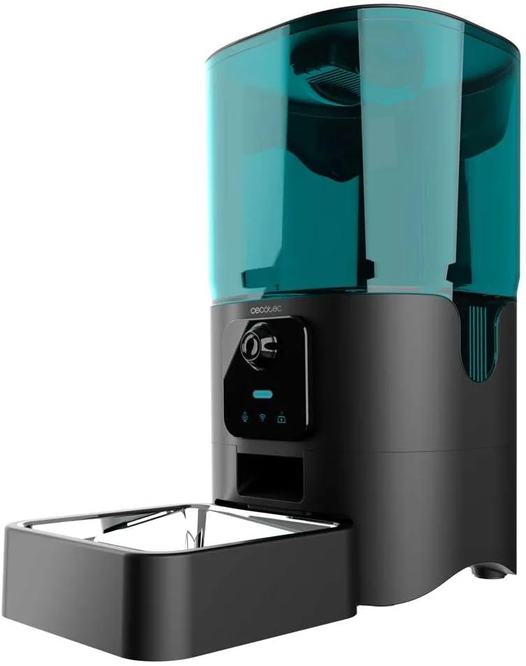 Cecotec ▫️ Comedouro Automático para Animais de Estimação com Controlo Wi-Fi, Câmara e Gravador de Voz Pumba 6000 Purrfect Meal Smart Vision. 6 L, ração até 10 mm, alarme, tigela em aço inoxidável